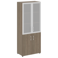 Шкаф высокий широкий (2 низких фасада ЛДСП + 2 средних фасада стекло в раме) Yalta LT.ST-1.2 R  вяз благородный